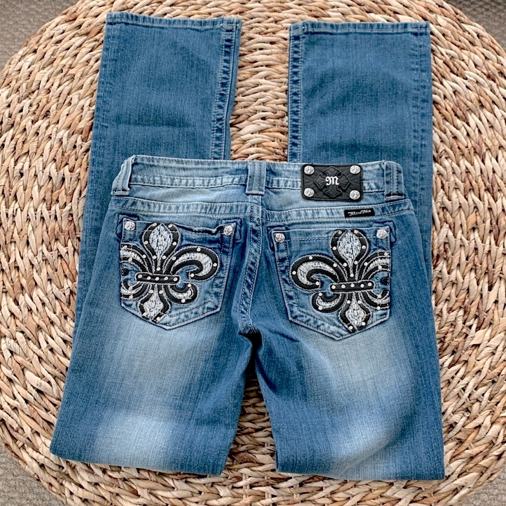 Miss Me Fleur De Lis Bootcut Jean